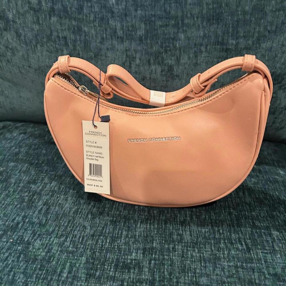 🌸 French Connection Blanch Half Moon Shoulder Bag – Bridal Rose 🌸
